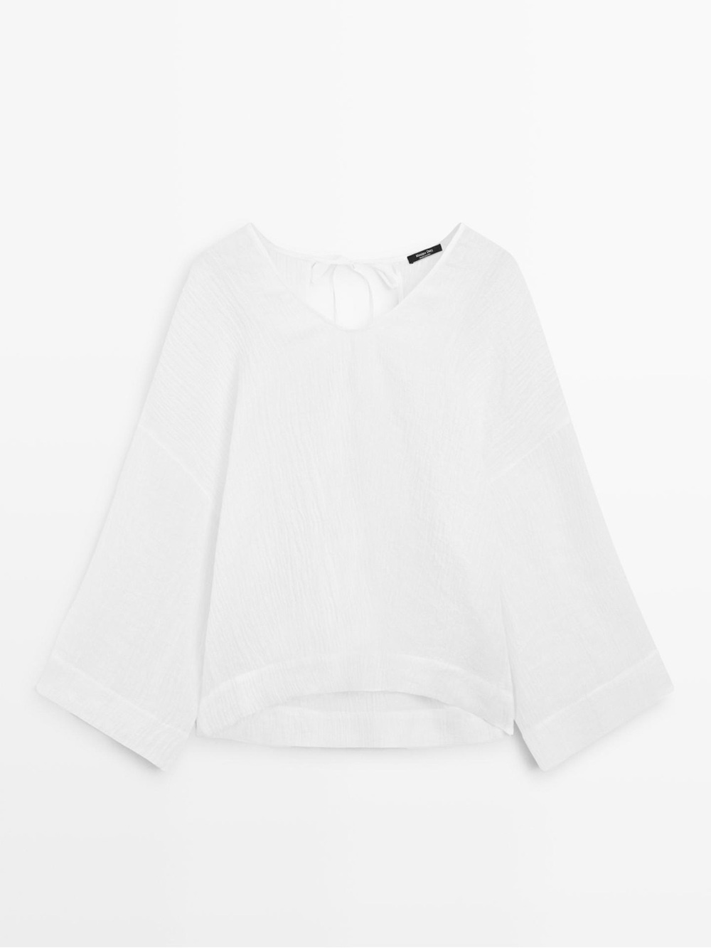 Massimo Dutti 100% Linen Waffle-Knit Flowing Blouse White Size M/L - Picture 3 of 10